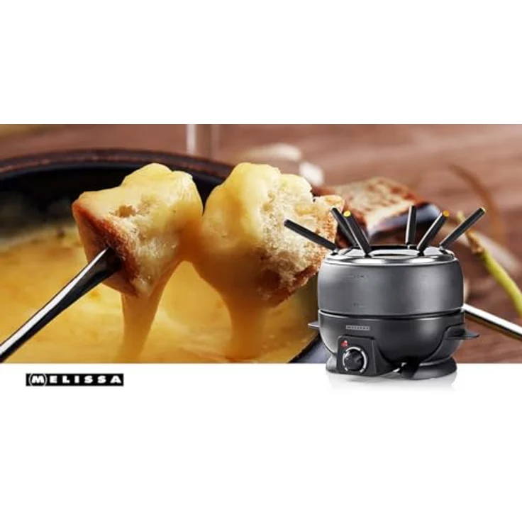 MELISSA Elektro-Fondue 16310236, 2.3 l für bis zu 6 Personen, Antihaftbeschichtung, verstellbarer Thermostat, rutschfeste Gummifüße – Bild 9