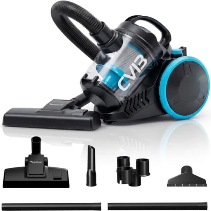 TurboTronic Zyklon-Staubsauger TT-CV13, beutellos, 700 W, 18 kPa Saugkraft, 2,5 l Staubbehälter, HEPA-Filter, 16 m Aktionsradius, Schwarz/Blau – Bild 1