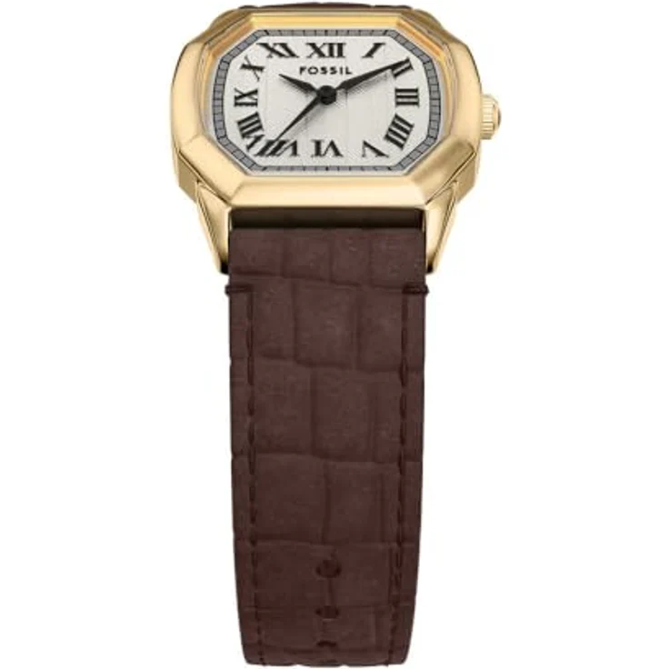FOSSIL Damen Analog Quarz Uhr ES5426, 27mm Gehäuse, braunes Echtlederarmband, cremefarbenes Zifferblatt, wasserfest bis 30m – Bild 4