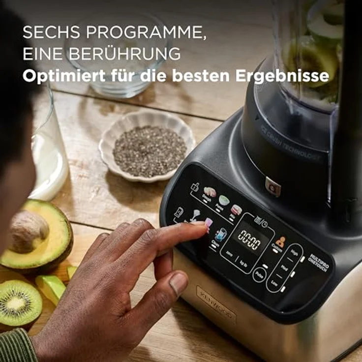 KENWOOD Kompakt-Küchenmaschine MultiPro OneTouch FDM73.480SS schwarz, 1000 W - 1,5L Mixer, 3L Arbeitsbehälter, integrierte Waage, Timer, spülmaschinenfest, Sicherheitsverriegelung, Ice Crush-Technologie – Bild 3