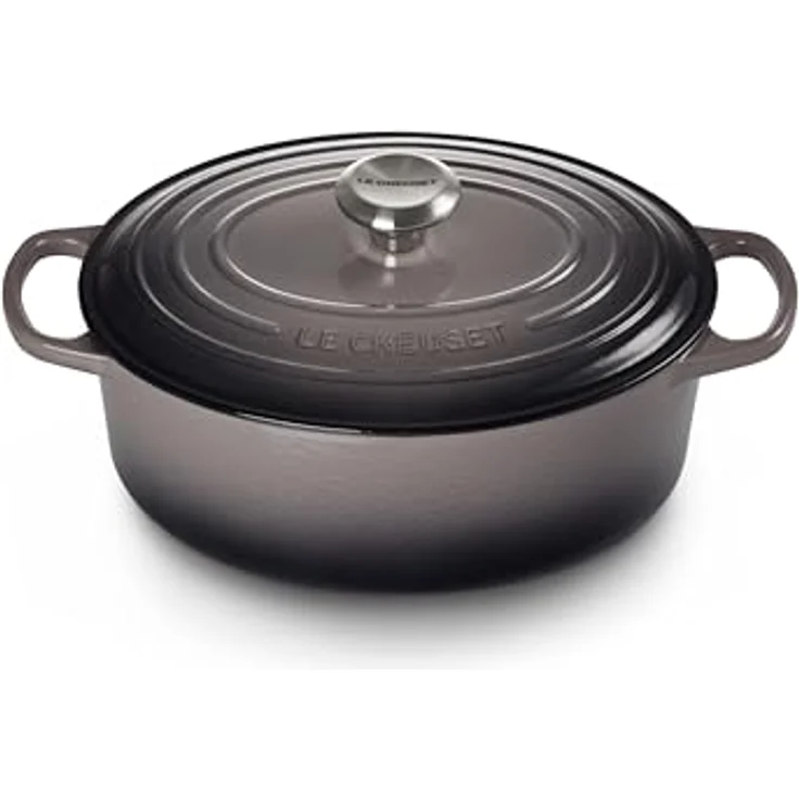 Le Creuset Signature Gusseisen-Bräter mit Deckel, Ø 29 cm, Oval, Für alle Herdarten und Induktion geeignet, Volumen: 4,7 l, Flint – Bild 2