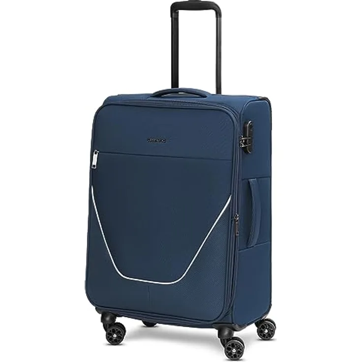 Stratic taska Koffer & Trolleys | Koffer Groß aus leichtem Polyester mit Dehnfalte, 4 Rollen, einem Kreuzpackgurt, arretierbarer Griff und Zahlenschloss | 42 cm x 26 cm x 65 cm | 3.3 kg