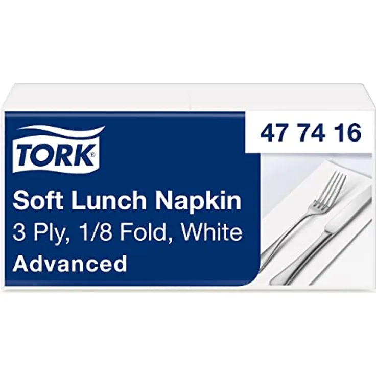 Tork 477416 Soft Lunchservietten 33 x 33 cm weiß 3-lagig, 1-8 Falz, 10 x 150 Stück-Karton