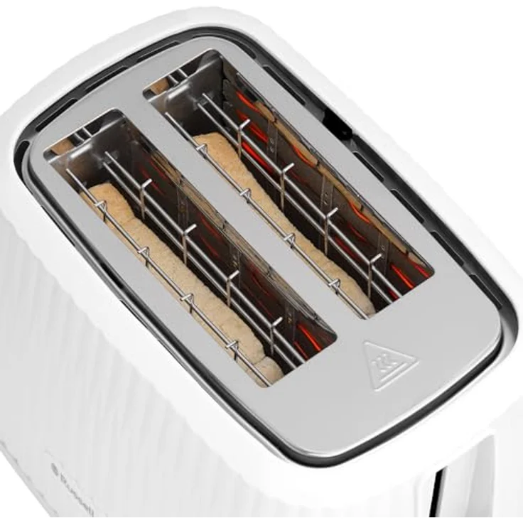 Russell Hobbs Toaster Eden (6 Bräunungsstufen, Hebefunktion, Auftau-, Aufwärm- & Stoppfunktion, Krümelschublade, Brötchenaufsatz, Weiß) – Bild 2