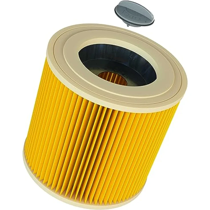 VHBW Faltenfilter kompatibel mit Kärcher wd 2 Plus V-12, nt 27/1 me Professional, patronenfilter in Gelb, für effiziente Saugleistung und einfachen Filterwechsel – Bild 1