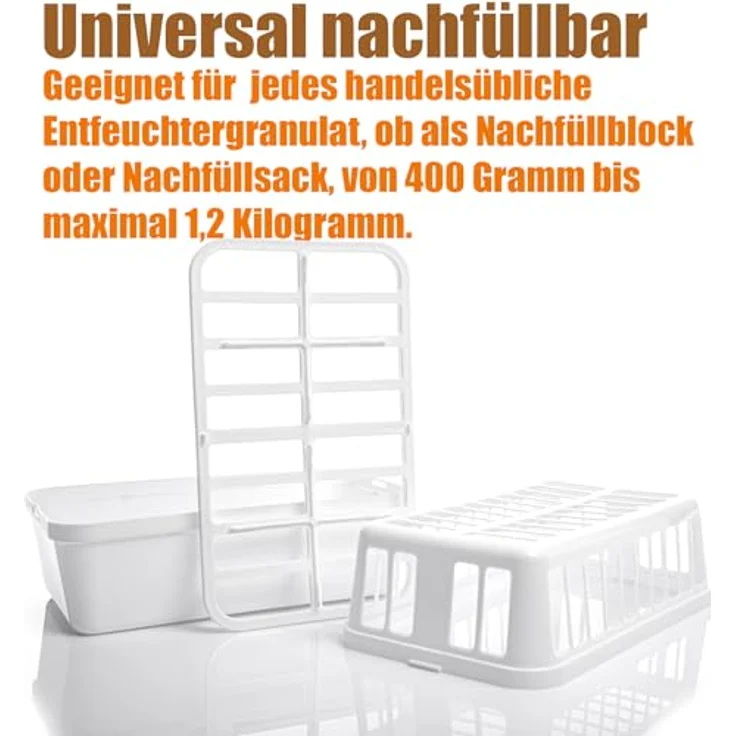 BigDean Luftentfeuchter Set, 4 Stück + 8x Nachfüllpack (1,2kg) – wiederverwendbare, stromlose Feuchtigkeitskiller für Räume bis 50m² – Bild 5