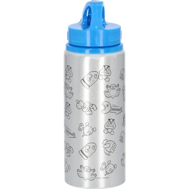 Super Mario Aluminium Trinkflasche, 710 ml Wasserflasche mit auslaufsicherem Deckel und buntem Design – Bild 5