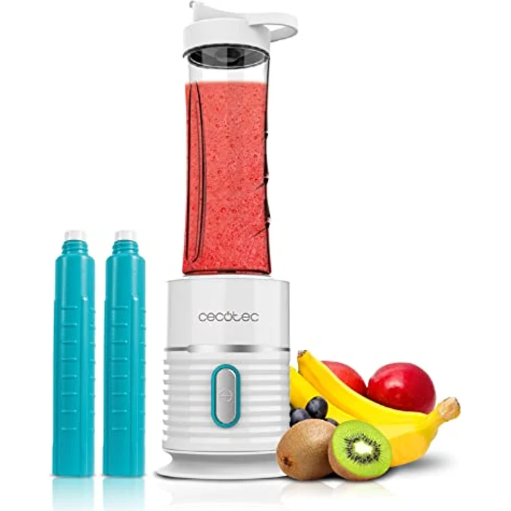 Cecotec Portable Blender EasyGo Titanium 500, Standmixer mit 500 W, 4 Klingen, 2x 600 ml Gläser mit auslaufsicherem Deckel und Kühlschläuchen, Schwarz – Bild 1
