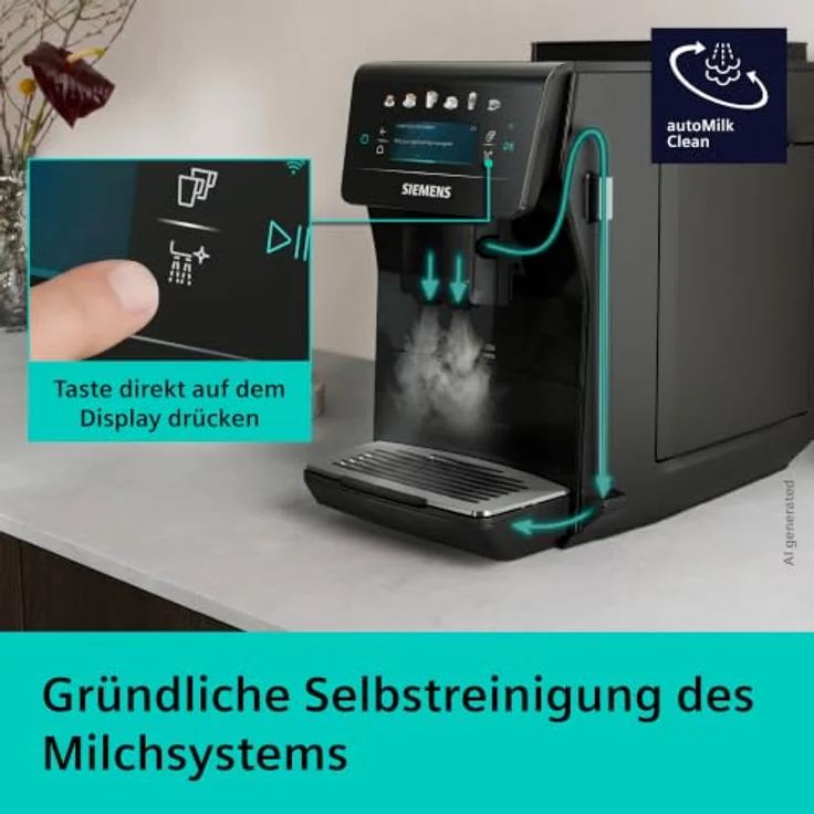 Siemens Kaffeevollautomat EQ600 iAroma, 6 Getränke, Doppeltassenfunktion, XL-Getränke bis 480ml, Kannenfunktion, Schwarz, TP601E09 – Bild 5