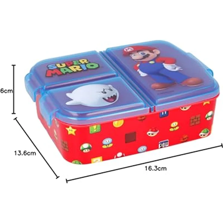 Super Mario Kinder Premium Brotdose Lunchbox Frühstücks-Box Vesper-Dose mit 3 Fächern – Bild 4