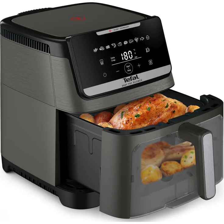 Tefal Easy Fry Silence XXL, Heißluftfritteuse mit 1800 W, 7L, 10 Programmen, abnehmbarem Frontelement und Sichtfenster, temperaturverstellbar von 40°C bis 220°C