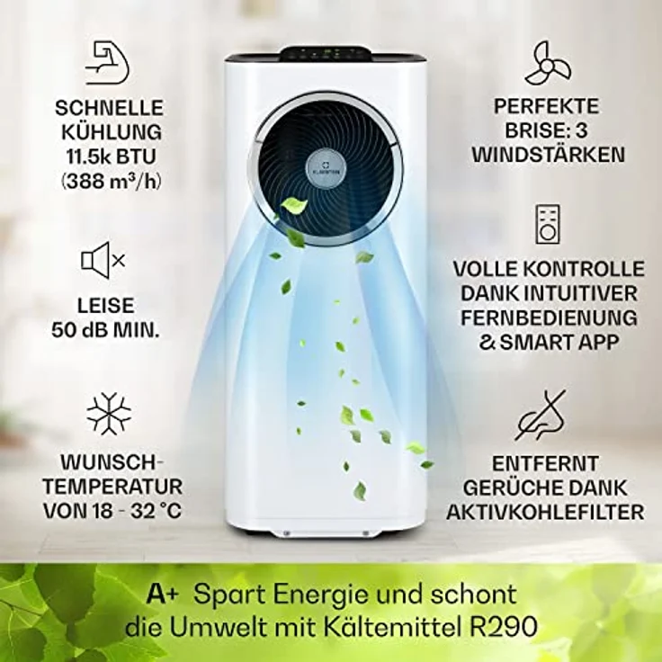 Kraftwerk 10040189 Eco Smart 11 Mobiles Klimagerät, Monoblock-Klimaanlage, 3-in-1, 11.500 BTU, App-Steuerung, Fernbedienung – Bild 2
