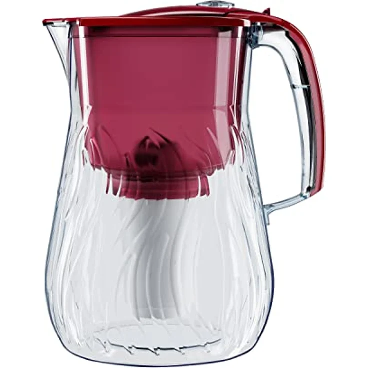Aquaphor Orlean Filterkanne, 4,2 Liter Wasserfilter aus hochwertigem Glas mit mechanischem Filterindikator, Kirschrot – Bild 2