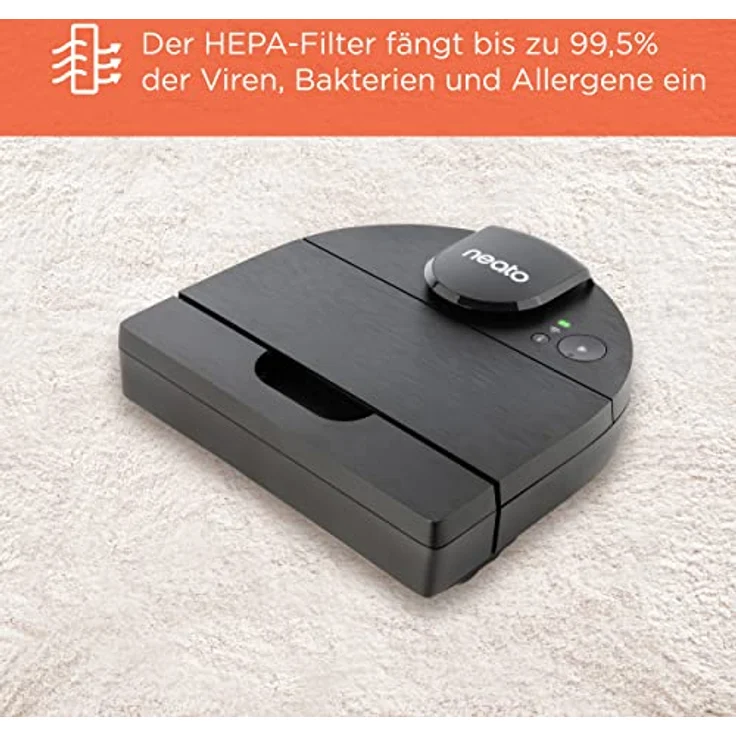 Neato Robotics D9 Saugroboter, 120 min Akkubetrieb, App- und Sprachsteuerung, grau – Bild 3