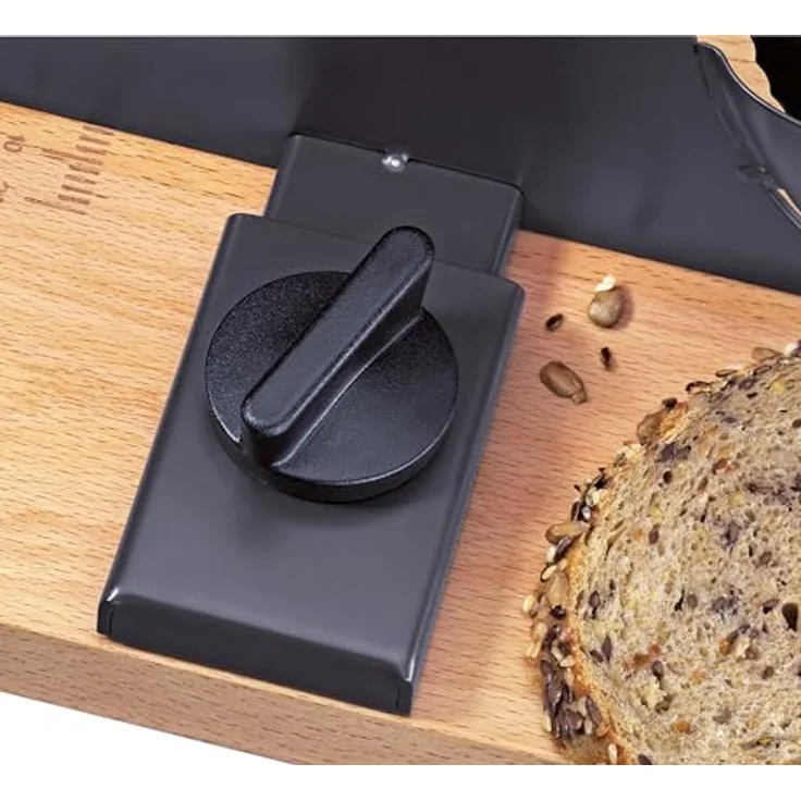 ZASSENHAUS Allesschneider Brotschneidemaschine PURE schwarz, Manuell betrieben mit Edelstahlmesser, stufenlose Schnittstärkeeinstellung bis 20 mm – Bild 4