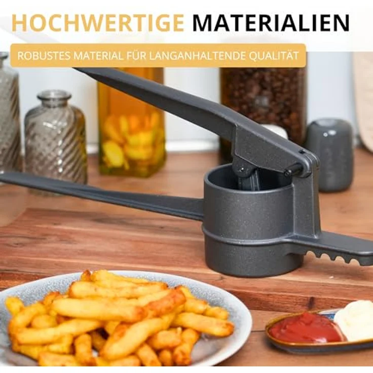 Westmark Kartoffelpresse Black Edition, Spätzlepresse und Spaghettieispresse mit griffiger Spezialbeschichtung, für Kartoffel, Spätzle & Pommes, anthrazit, 41 cm – Bild 4