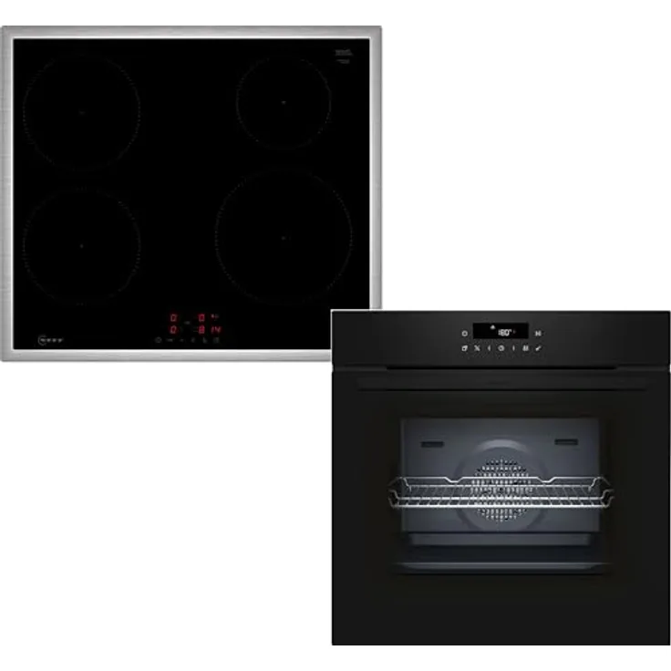 Neff Backofen-Set B2CCJ7AK3 + T58SHF1L0, Einbau, Induktionskochfeld BTX48PIB0, Schwarz, CircoTherm®, Pyrolyse, 71 l Volumen, 4 Kochzonen