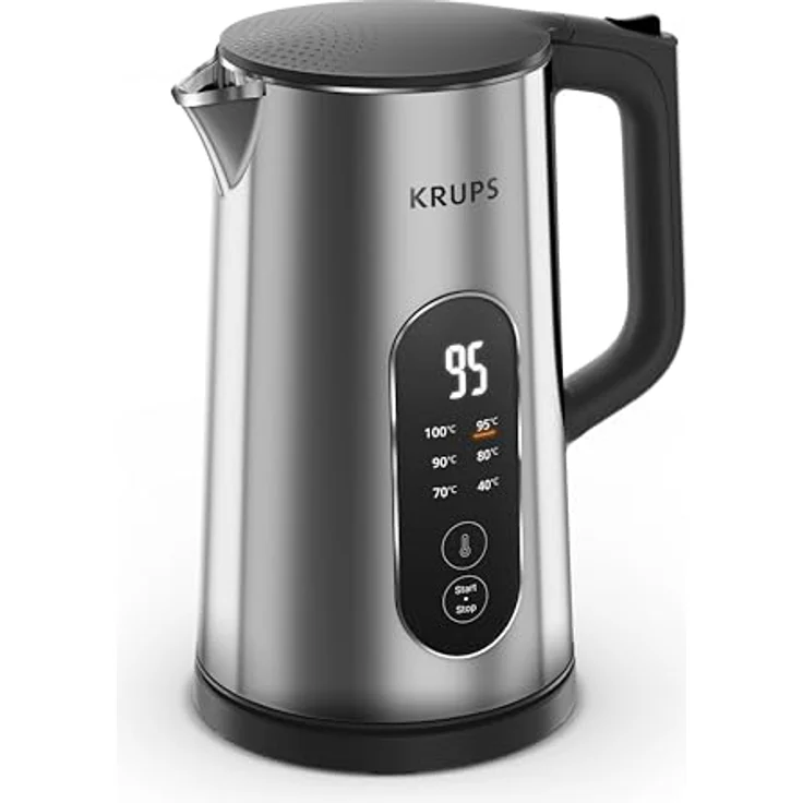 Krups BW871DF0 Wasserkocher, 1,7 Liter, 6 Temperaturen, Echtzeit-Display, Warmhaltefunktion, Edelstahl, Auto-Abschaltung – Bild 1