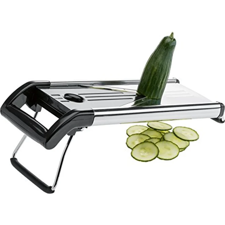 Küchenprofi Gemüsehobel PROFESSIONAL , Inklusive 5 Schneideinsätze , Mandoline für Obst, Gemüse und Kartoffeln , Gemüseschneider in Geschenkverpackung , Verstellbarer Gemüsehobel, Edelstahl – Bild 5