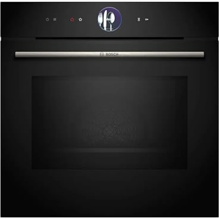 Bosch HMG7361B1, Serie 8 smarter Einbau-Backofen mit Mikrowellenfunktion, Made in Germany, Schwarz, Air Fry, Digitaler Bedienring, Touchdisplay, Automatikprogramme, Reinigungsunterstützung