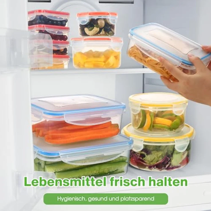 YASHE Frischhaltedosen mit Deckel, 50er Set (25 Behälter + 25 Deckel), luftdicht, BPA-frei, stapelbar, rot – Bild 4