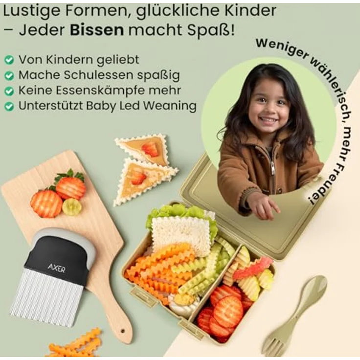 Axer® Riffelmesser Wellenschneider, Gemüse- und Pommesschneider für BLW, ergonomisch aus Edelstahl, spülmaschinenfest – Bild 4