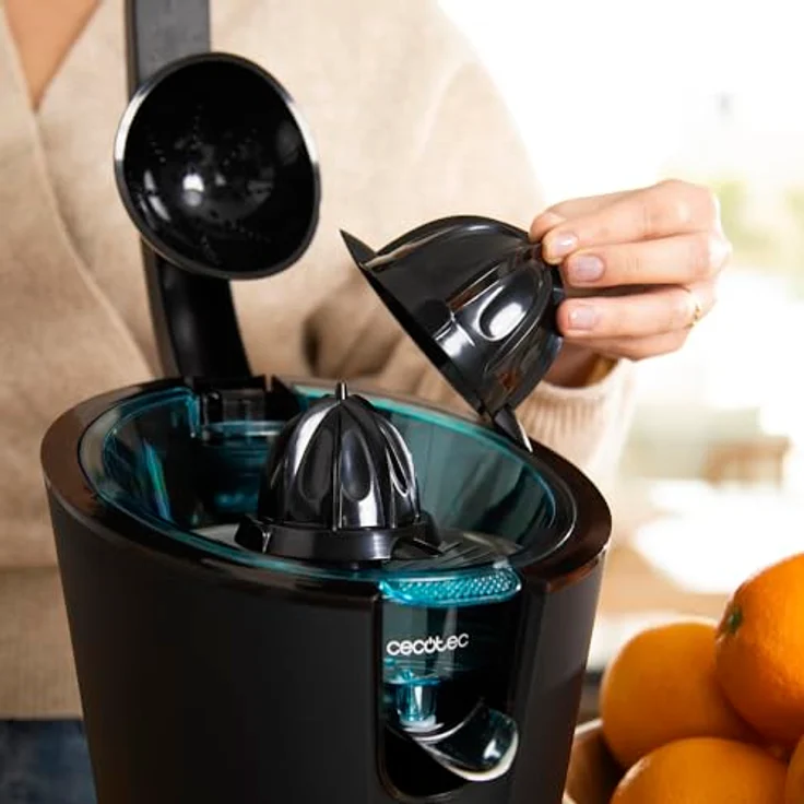 Cecotec Elektrische Arm-Zitruspresse EssentialVita Hyden 600, 600 W, Edelstahlfilter, 2 abnehmbare Kegel, Druckhebel, Tropfstop-System, spülmaschinenfest – Bild 5