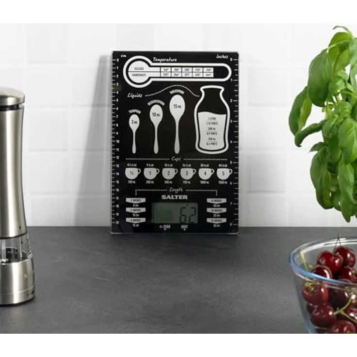SALTER digitale Waage für die Küche, einzigartiges Design, elektronische Waage zum Wiegen von Lebensmitteln, einfach zu reinigen, ideales Geschenk zum kochen & backen, grafik – Bild 7