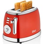Zilan Toaster ZLN-7040, 2 Schlitze, für 4 Scheiben, 850 W, Rotes Retro-Gehäuse, mit Krümelschublade und Anti-Rutsch-Füßen - Preisvergleich