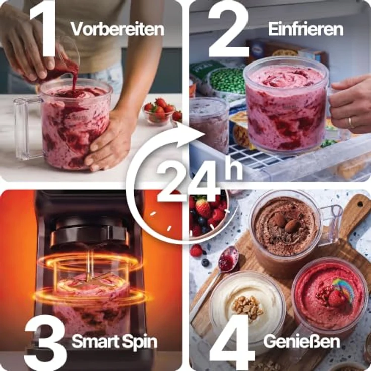 Seeger Eismaschine MultiCream 10-in-1, 1,5 l, 800 W mit digitalem Touchscreen und BPA-freien EasyCups – Bild 2