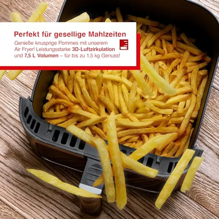 Solis Air Fry & Dry Heißluftfritteuse – 7,5L XXL Fritteuse ohne Öl – 10 Programme: Frittieren, Dörren, Backen & Grillen – 3D Heißluftzirkulation – Farb-Touch-Display – 1870W – Einfache Reinigung – Bild 5