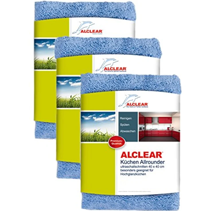 ALCLEAR 820203K_3 3er Set Mikrofasertücher für Hochglanzküchen, Microfaser Küchentuch, Geschirrtuch Küche, 40x40 cm, reinigt ohne Kratzer und Streifen – Bild 1