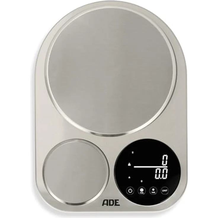 ADE Küchenwaage digital 5kg/1g & 500g/0,1g, duale Präzisionswaage mit Edelstahloberfläche, ideal zum Brot backen und Kaffeewaage – Bild 1