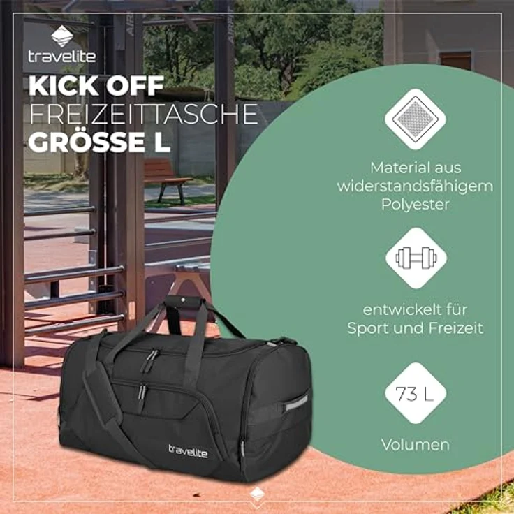 Travelite Kick Off Weekender Reisetasche L, 60 cm, schwarz, 100% Polyamid, geräumig – Bild 3