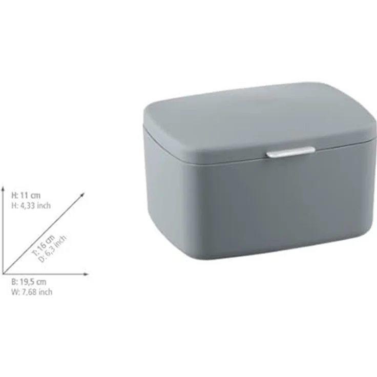 WENKO Badbox Barcelona, universell einsetzbare Box mit Deckel zur Aufbewahrung von Utensilien in Bad, Küche & Haushalt, aus bruchsicherem Spezialkunststoff, BPA-frei, 19,5 x 11 x 16 cm, Grau – Bild 4
