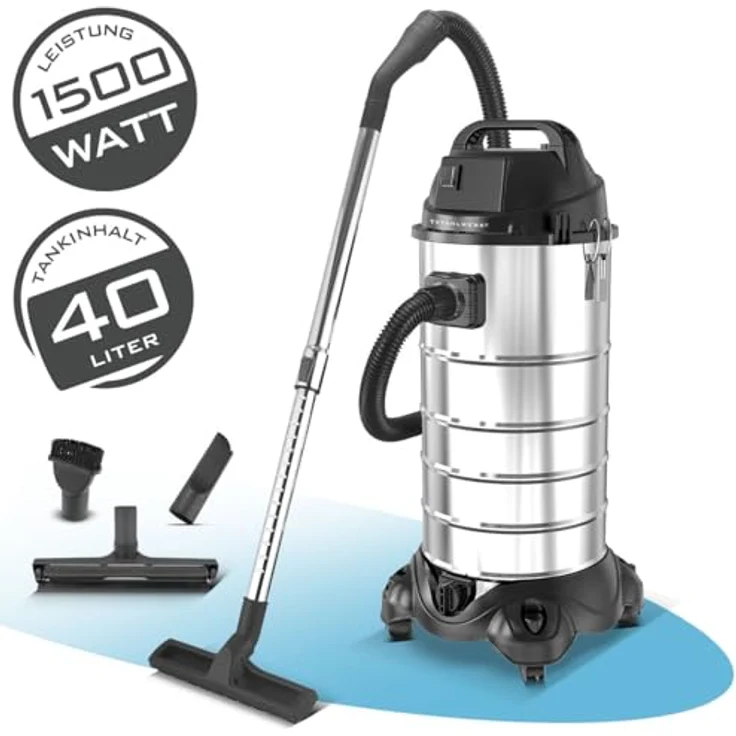 STAHLWERK VCL-1500 ST, Nass- und Trockensauger mit 1500 W, 40 l Edelstahlbehälter, Blasfunktion und Sicherheitsabschaltung, robuster Industriesauger mit Zubehör – Bild 2