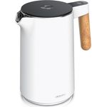 Arendo - Wasserkocher mit Temperatureinstellung - Edelstahl - 1.5 Liter - BPA frei - Warmhaltefunktion - Teekocher - Cool Touch Griff - weiß matt