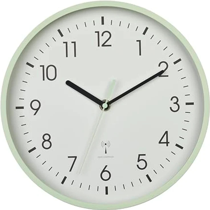 TFA Dostmann Analoge Funk-Wanduhr, 60.3550.04, höchste Genauigkeit, modern, analog, Glasabdeckung, für Büro, zu Hause, Geschenk, 245 x 245 x 42 mm, Mint – Bild 2