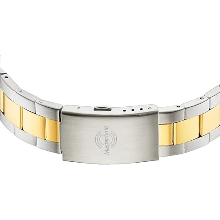 Master Time MTGA-10956-12M, Funk Quarz Herren Uhr mit digitalem Datum, Edelstahlarmband, wasserdicht bis 3 Bar, Leuchtzeiger – Bild 3
