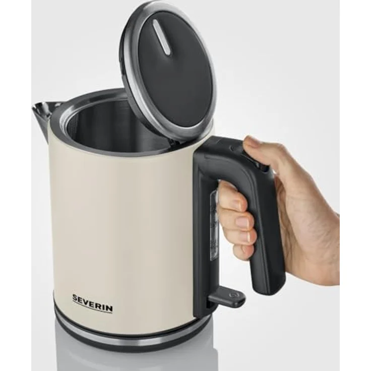 SEVERIN - Wasserkocher, 1 l, 2400 W, Beige, WK 9577 - 100 % BPA-frei, kompaktes Design aus Edelstahl – Bild 2