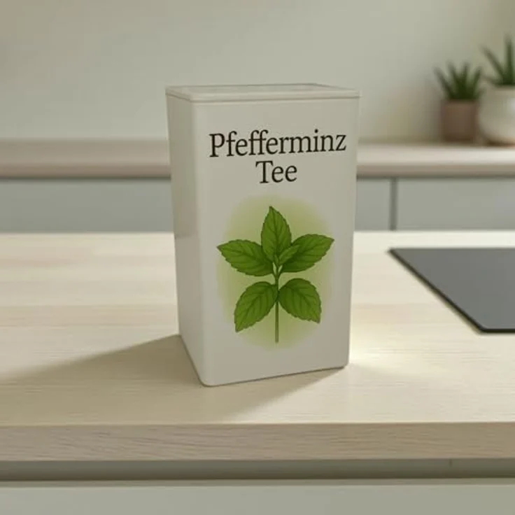speecheese Grüne Ruhe Pfefferminz Tee Dose, 900 ml Vorratsdose mit botanischen Illustrationen und lebensmittelechter Qualität – Bild 2