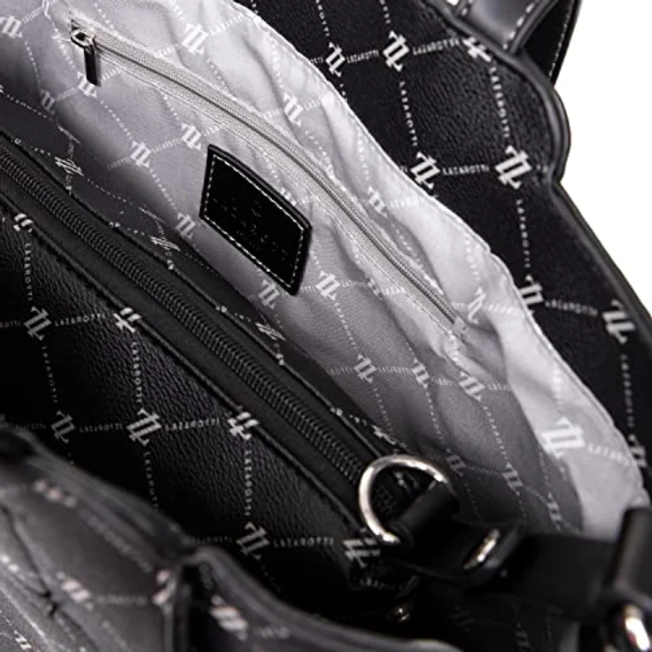Lazarotti Palermo Handtasche 34 cm, schwarz, 100% Kunstleder, Henkeltasche – Bild 5
