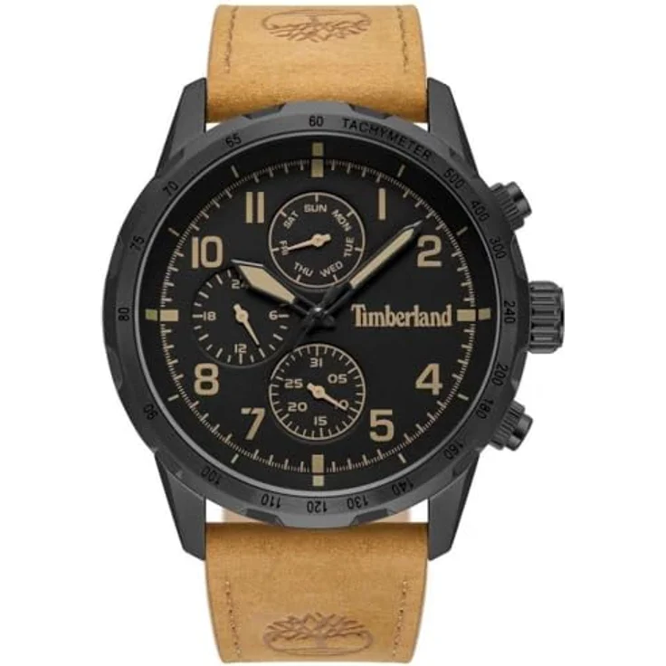Timberland CAMPTON TDWGF0055403, Multifunktionsuhr mit Quarzwerk, analog, Lederarmband, Tag- und Wochentagsanzeige, Herrenuhr – Bild 1