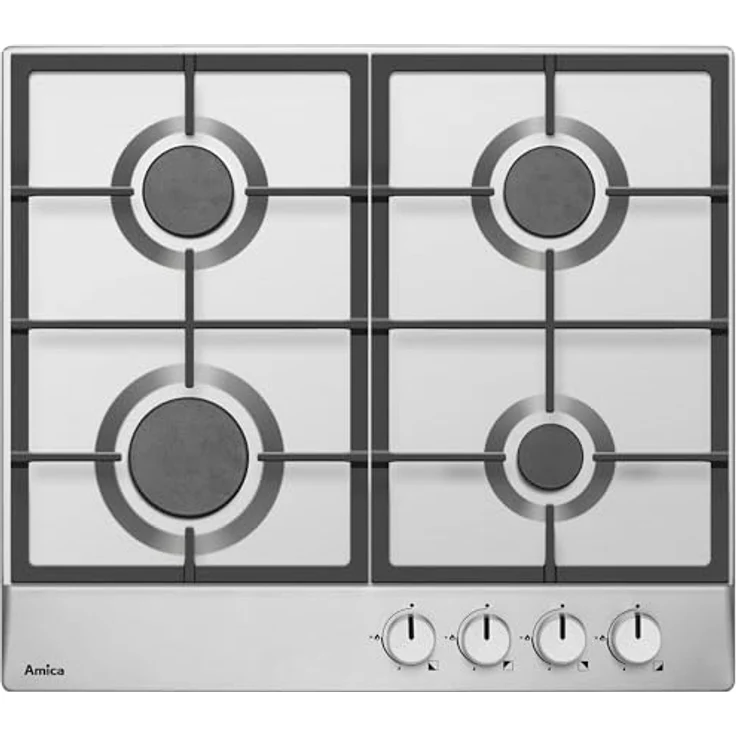 Amica AMI KMG 734000 E Gaskochmulde, Kochfeld - Edelstahlmulde, Gusseisen Topfträger, 4 Gasbrenner, elektrische Zündung