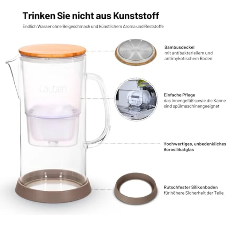 Lauben Glas-Wasserfilterkanne 32GW LBNGWFJ32GW, Wasserfilter – Bild 2