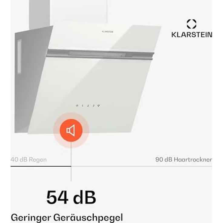 Klarstein Alina Dunstabzugshaube – 540 m³/h, Touch-Bedienfeld, LED-Beleuchtung, Energieeffizienzklasse A, 3 Leistungsstufen, Umluftbetrieb, Schwarz, Wandhaube – Bild 4