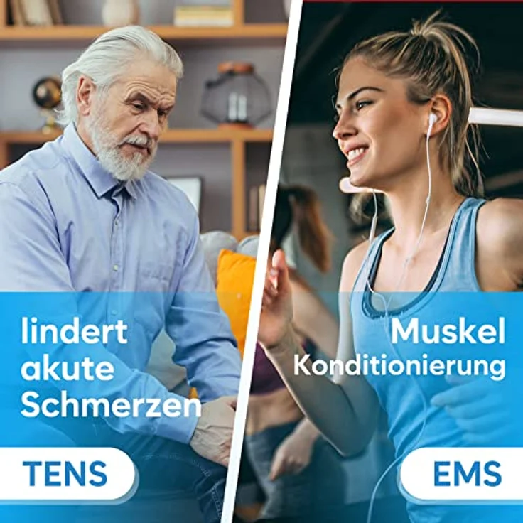 Easy@Home TENS-Gerät Schmerztherapie: 2 unabhängige Kanäle wiederaufladbares Reizstromgerät Elektrostimulationsgerät mit hintergrundbeleuchtetem LCD-Display & leistungsstarker Pulsintensität - PL-029V – Bild 3