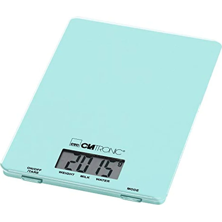 Clatronic KW 3626 Küchenwaage, extra flach, max. 5 kg Tragkraft, batteriebetrieben, LCD-Display, mint – Bild 1