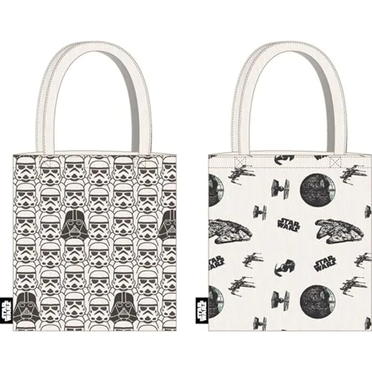 Star Wars Shopper 2'er Set, leichte Polyester-Baumwoll Shopper Bags in Mehrfarbig, 38 x 40 cm