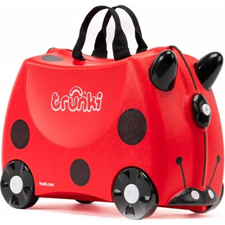 TRUNKI Kinderkoffer Harley Marienkäfer (Rot) | Handgepäck und Kinderkoffer zum Draufsitzen | Ideal für Reisen und Abenteuer – Bild 1